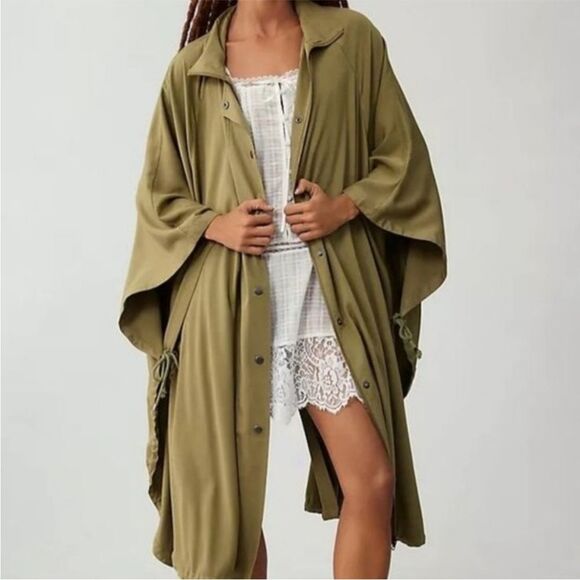 Anthropologie | Pilcro Long Utility Jacket Womens Olive Green One Size - Picture 2 of 8